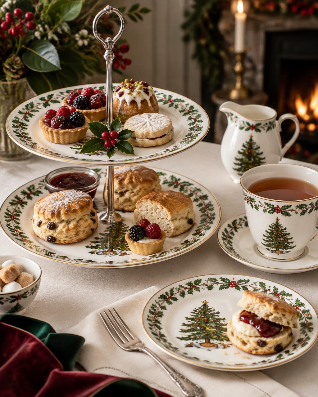 ชายามบ่ายและขนมบนแท่นสองชั้น — Festive afternoon tea gift inspiration