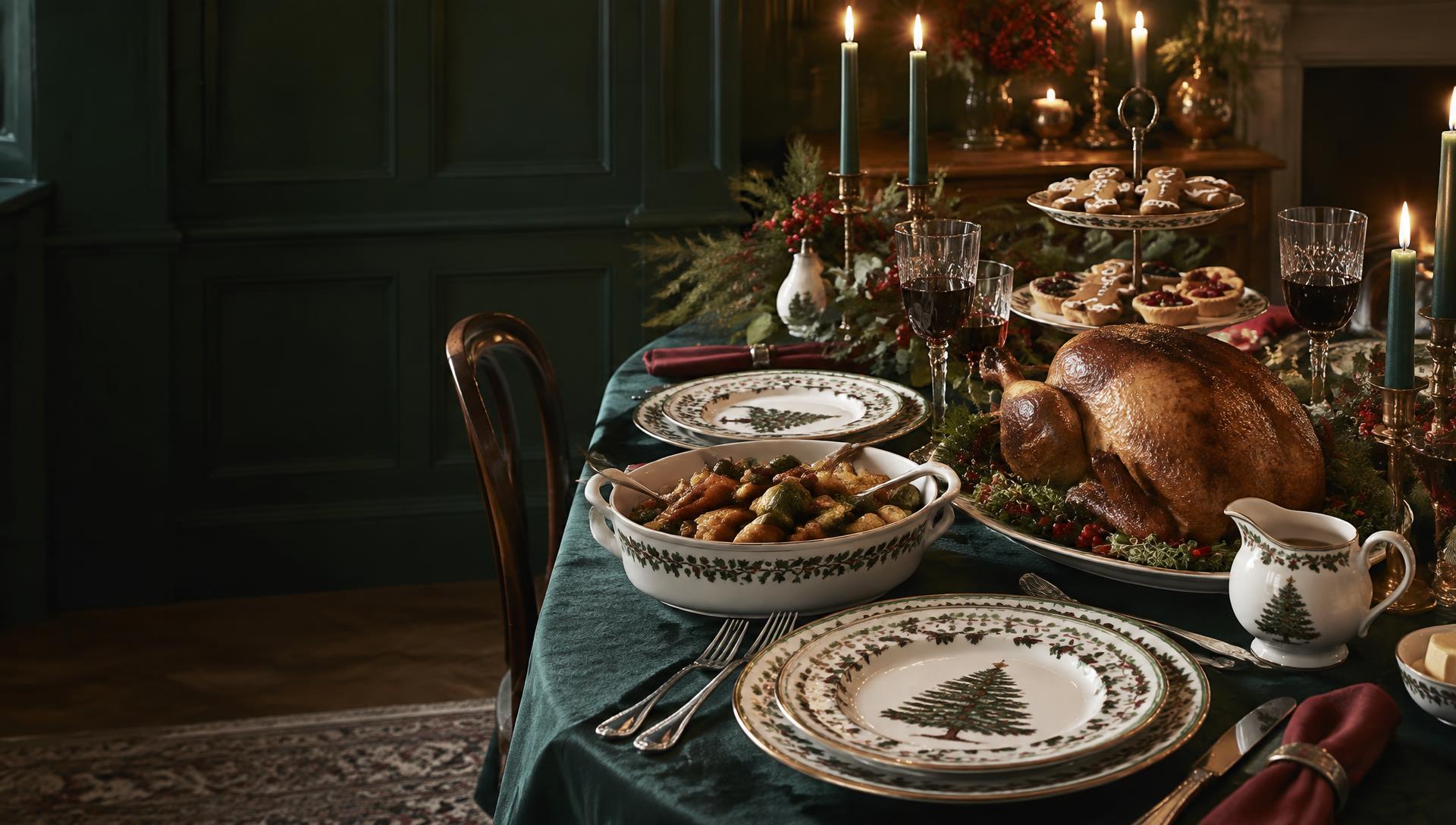 โต๊ะคริสต์มาสพร้อมอาหารและขนมในบรรยากาศอังกฤษ — Christmas dinner table styling inspiration